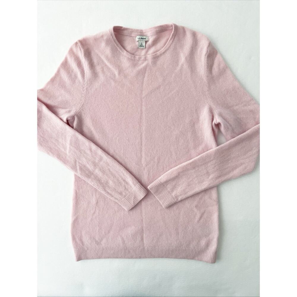 LL Bean Cashmere Sweater Women L Tall Pink Classic Preppy